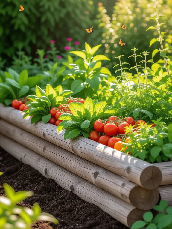 rustic log garden design