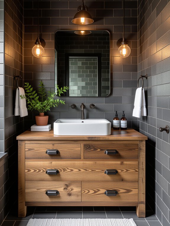 rustic vanity dark backdrop