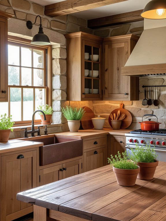 rustic wood and stone
