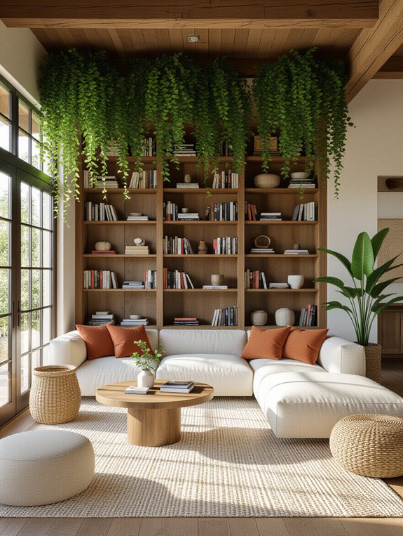 rustic wooden bookshelves decor