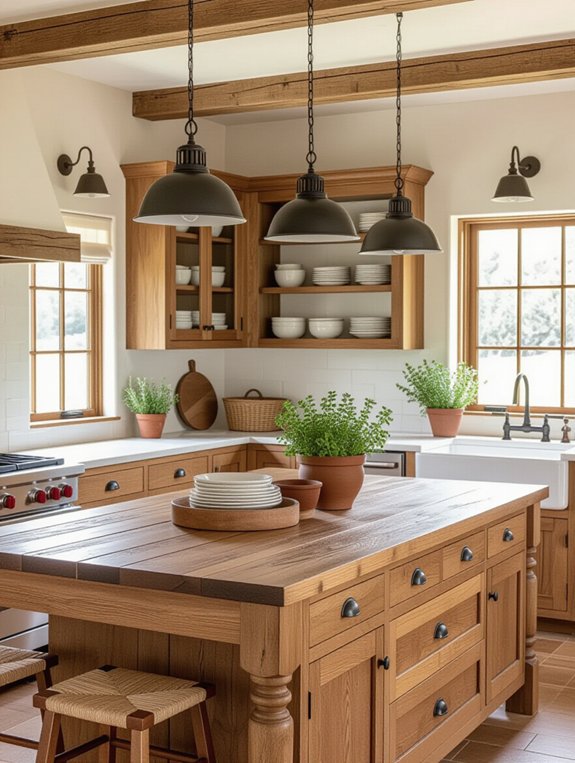 rustic wooden kitchen island