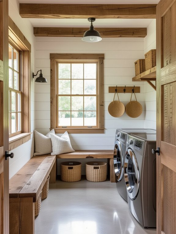 rustic wooden laundry accents