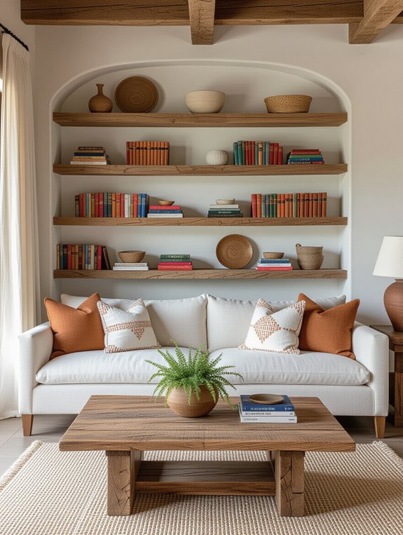 rustic wooden shelf decor