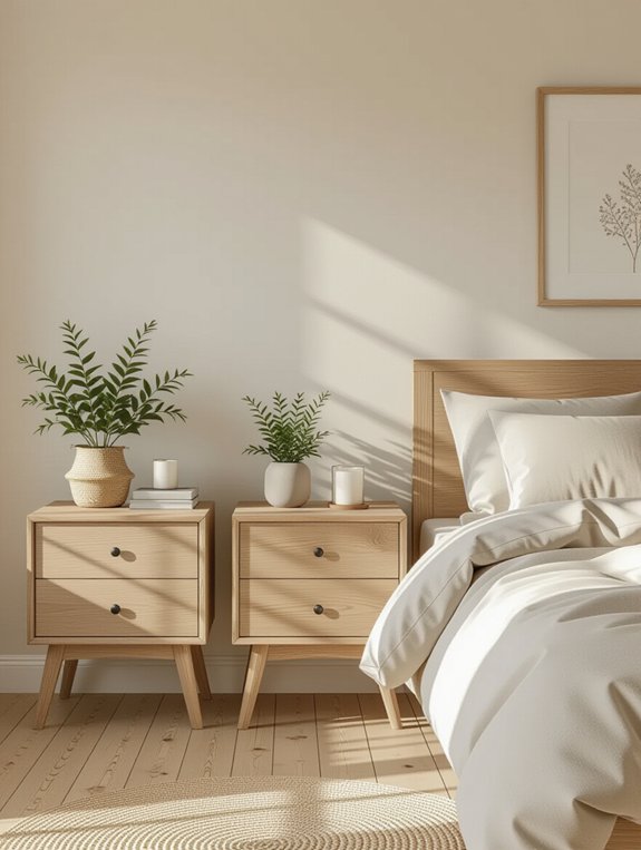scandinavian light wooden nightstands