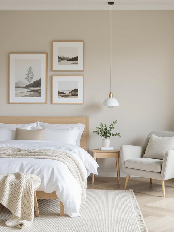 serene minimalistic beige bedroom