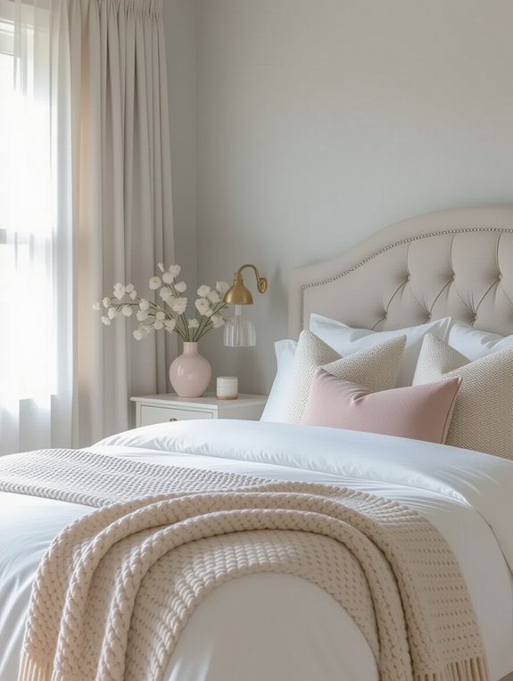 serene pastel gray bedroom