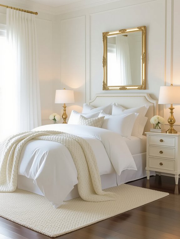 serene white and gold