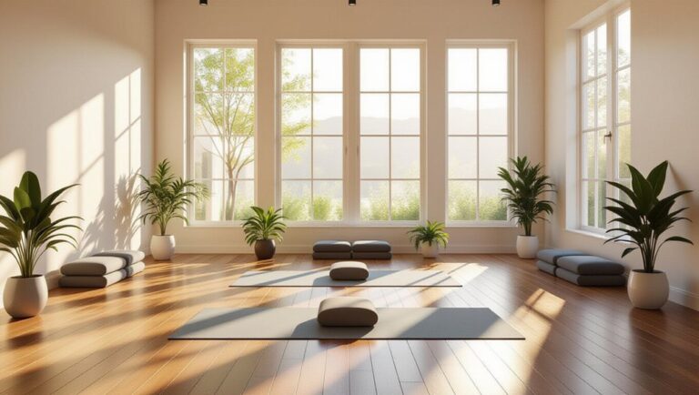 serene wooden floor yoga