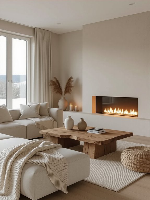 sleek fireplace tranquil atmosphere