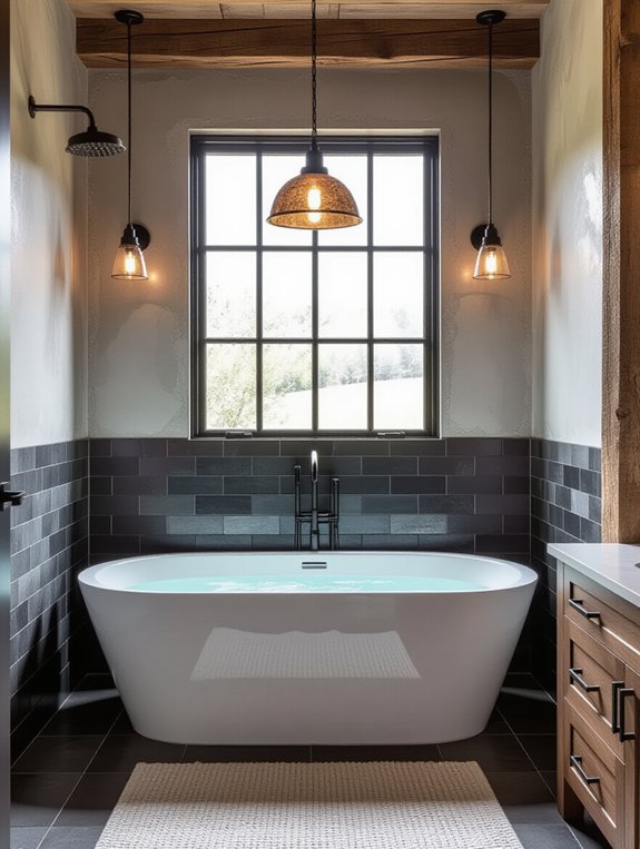 sleek gray metal bathroom