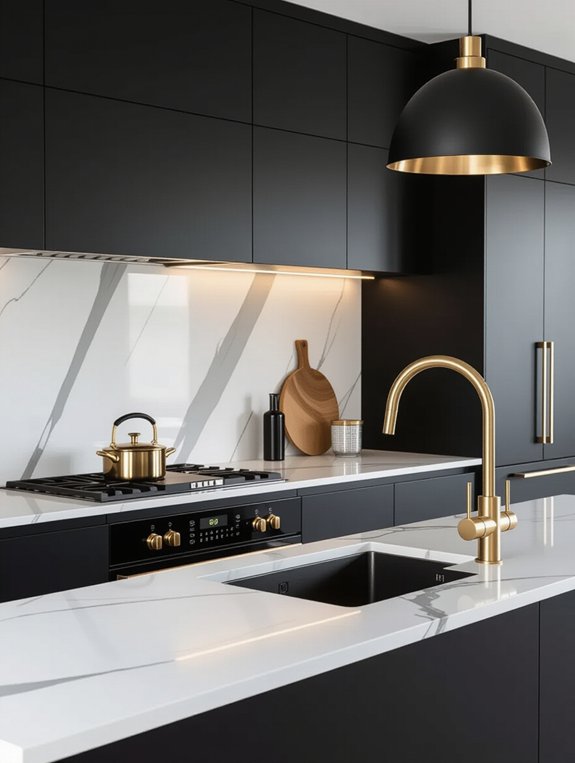 sleek minimalist black kitchen