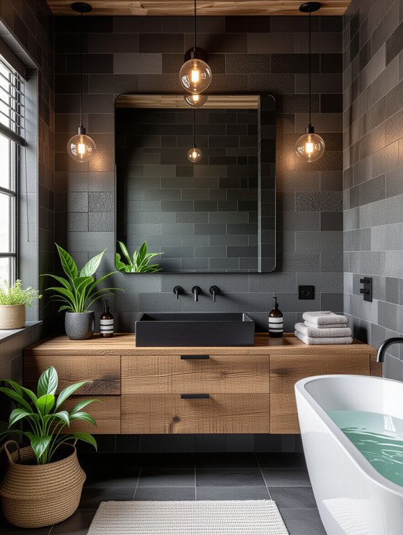 sleek minimalist dark gray tiles