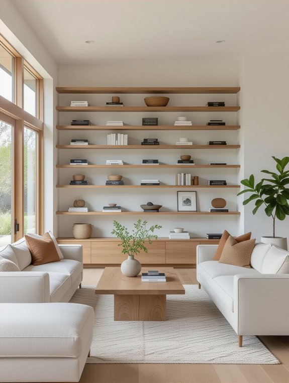 sleek modern floating shelves