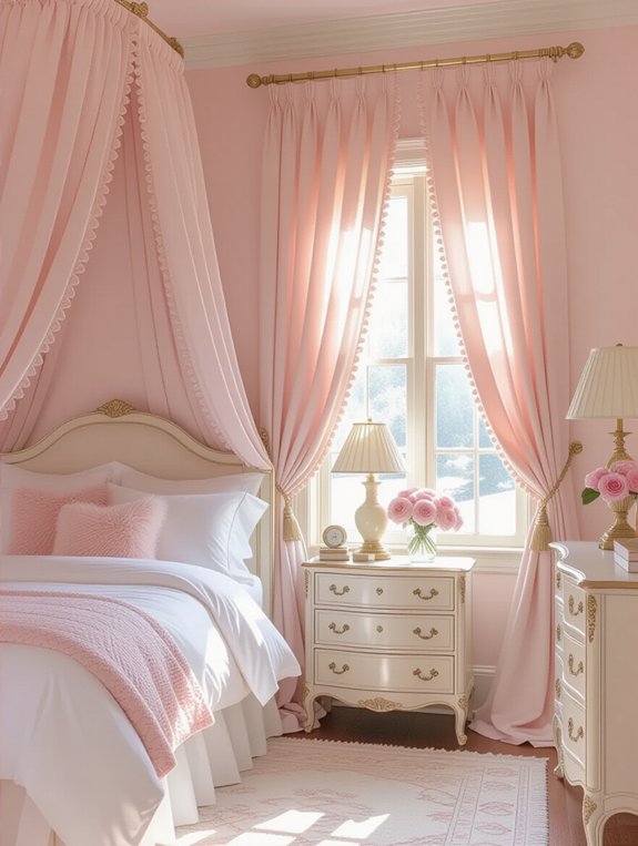 soft elegant pink curtains