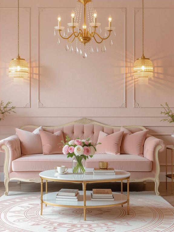 soft rose golden lighting