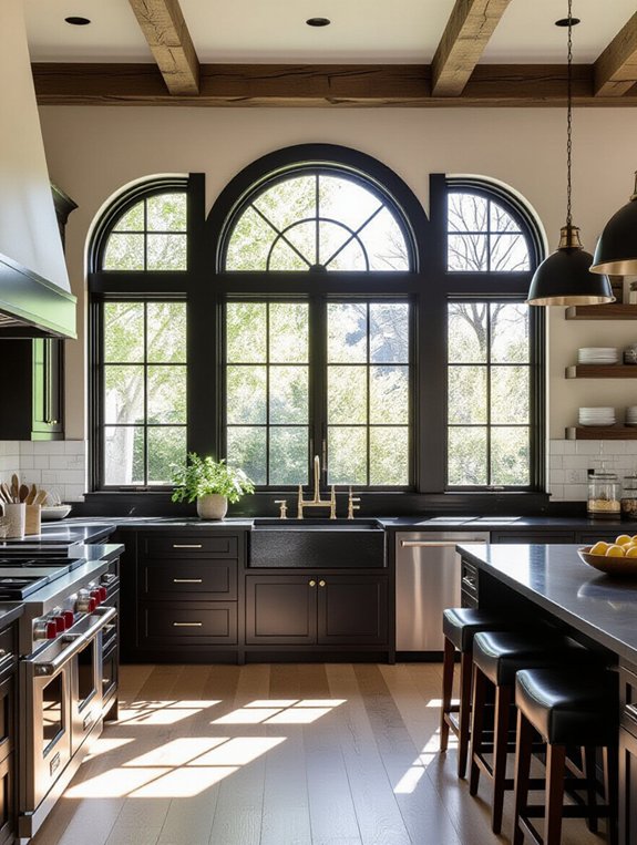 sophisticated black wood contrast