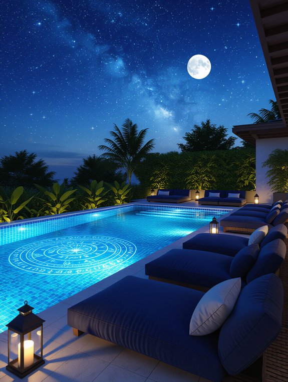 starlit celestial poolside retreat