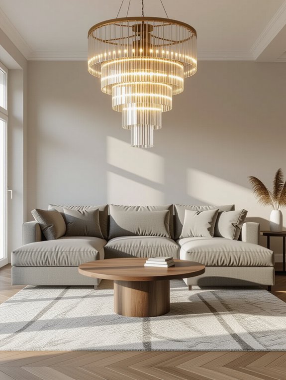 statement lighting above furniture