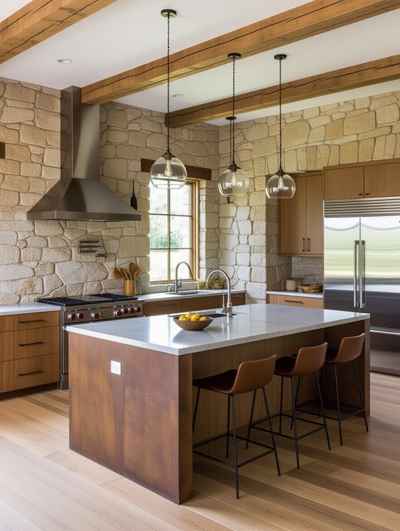 stone backdrop kitchen elegance