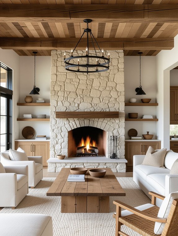 stunning rustic fireplace focal point
