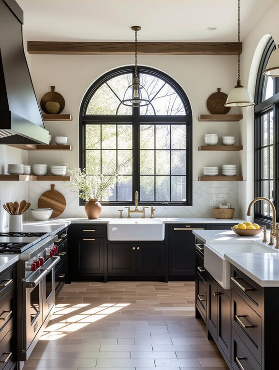 stylish black and wood shelving