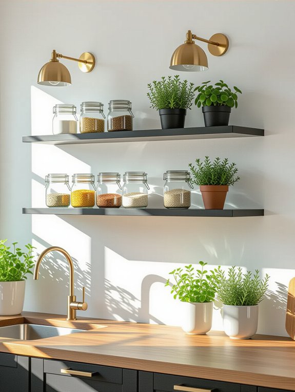 stylish black floating shelves