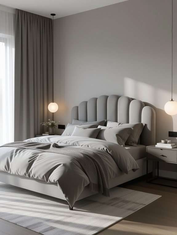 stylish gray upholstered bed