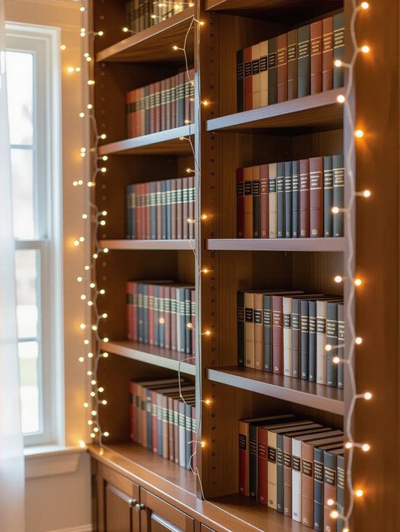 stylish illuminated bookshelf decor