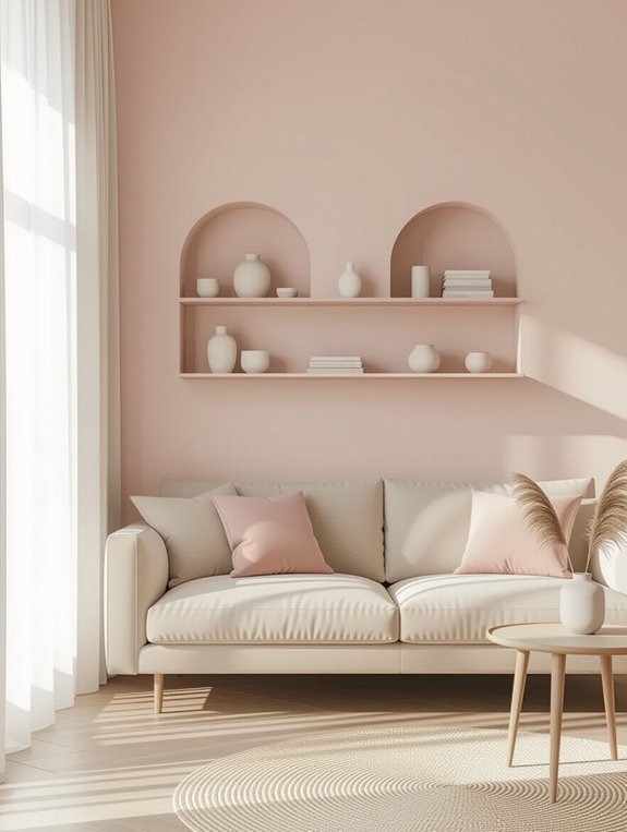 stylish minimalist pink shelves