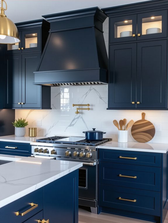 stylish navy cabinets elegance