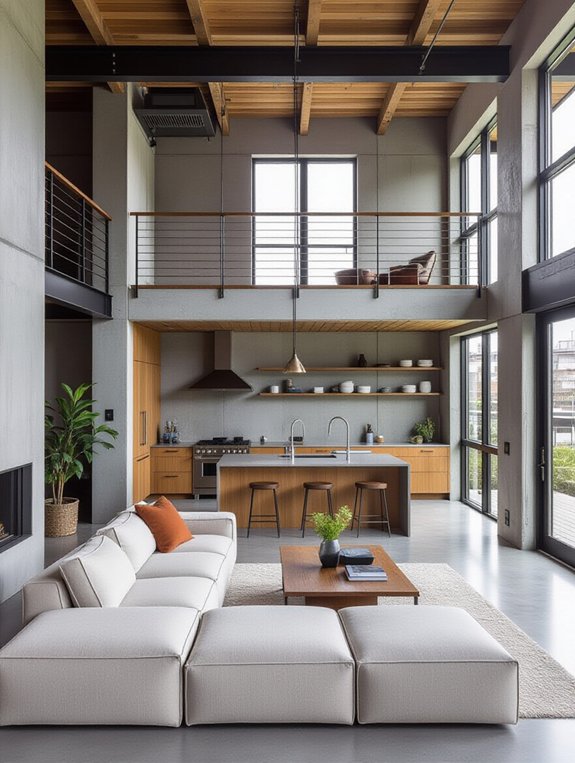 stylish open concept industrial space