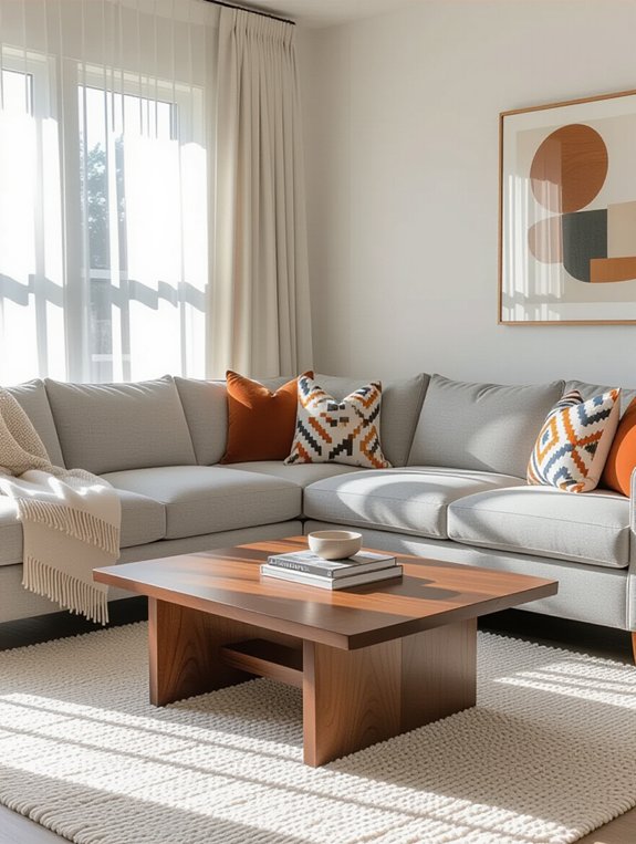 stylish sectional and coffee table