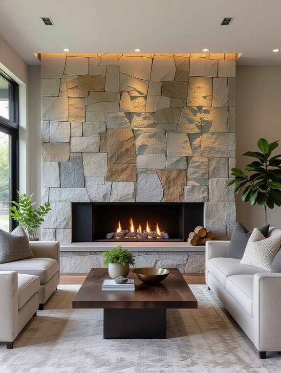 stylish stone fireplace surround