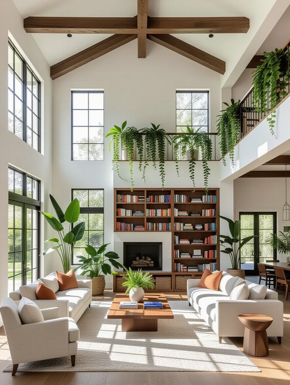 tall shelves dramatic plants