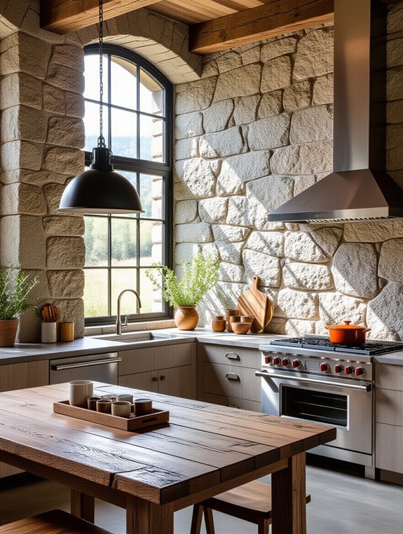 textured stone kitchen focal point