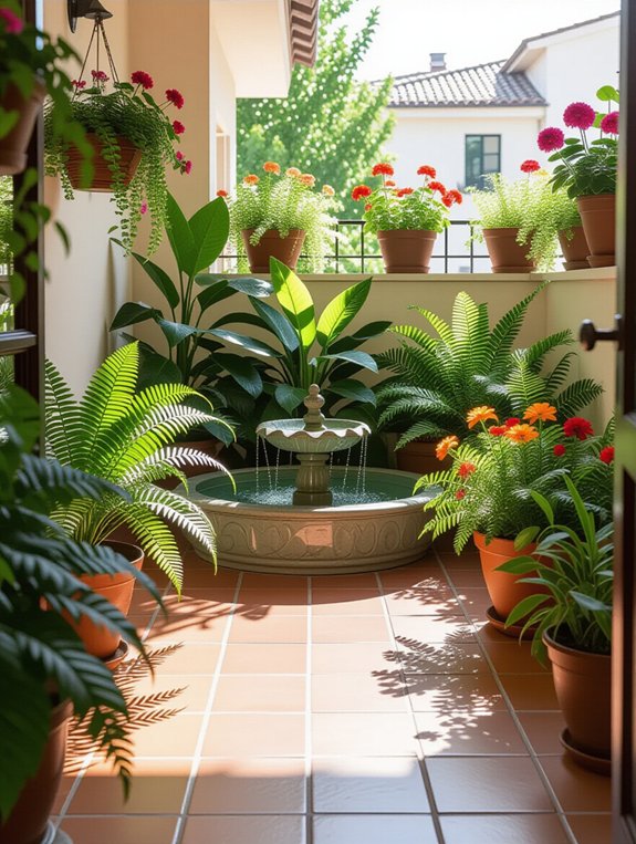tranquil balcony water feature