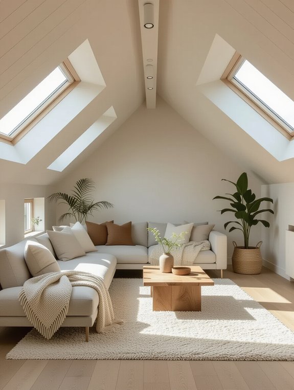 tranquil minimalist attic lounge