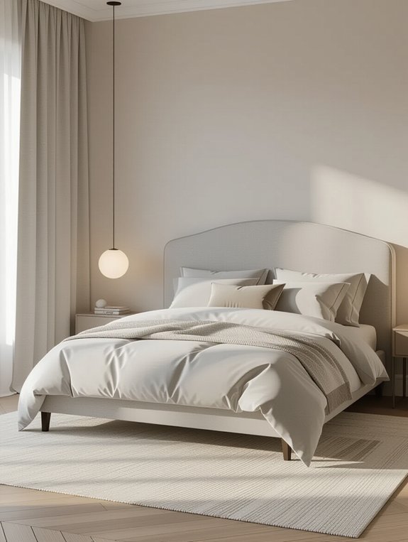 tranquil minimalist gray bed