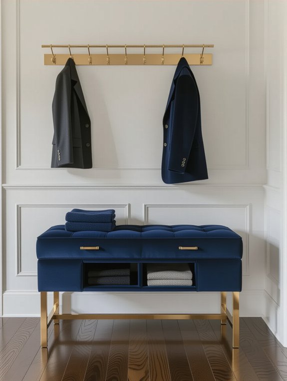 upholstered console table storage