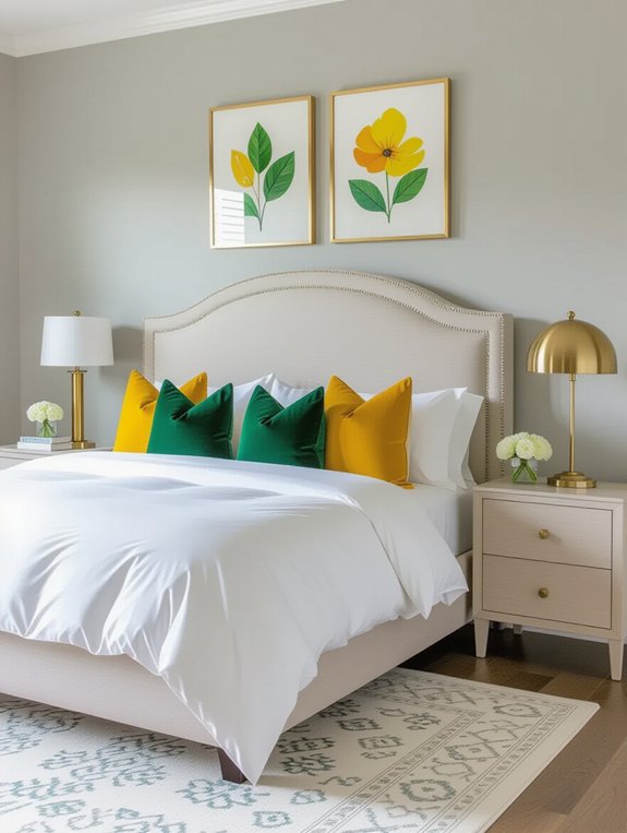 vibrant accents enhance gray