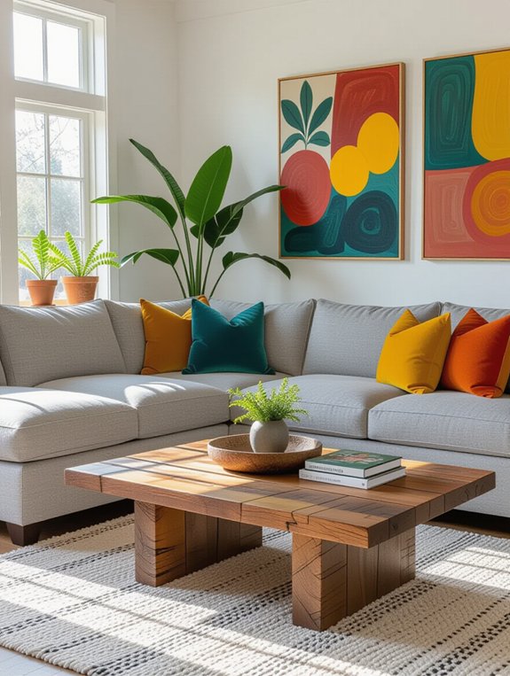 vibrant accents with gray