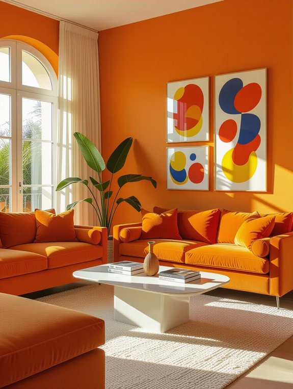 vibrant artwork energizes living room