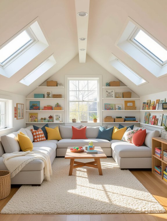 vibrant attic playroom design