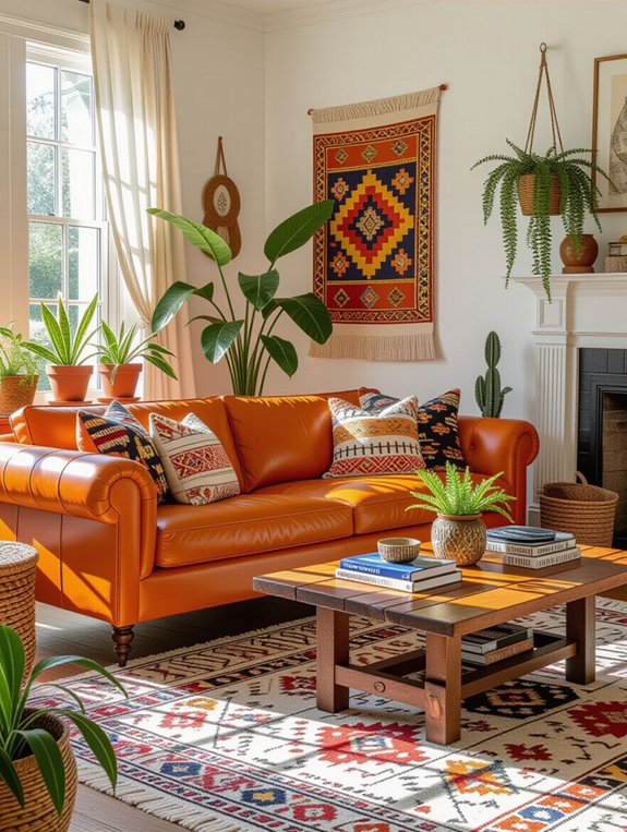 vibrant bohemian living room