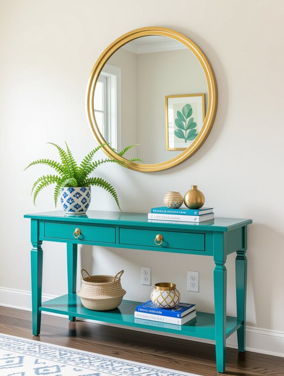 vibrant console table decor
