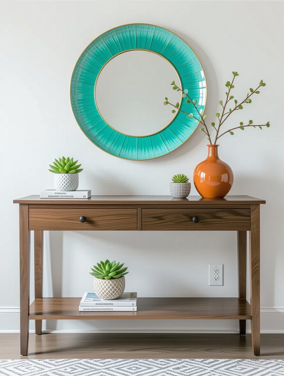 vibrant console table mirror