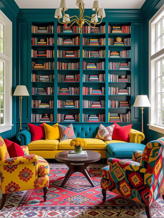 vibrant cozy reading corner