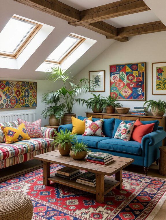 vibrant eclectic attic space