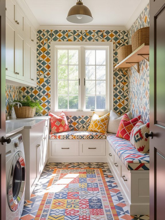 vibrant eclectic laundry design
