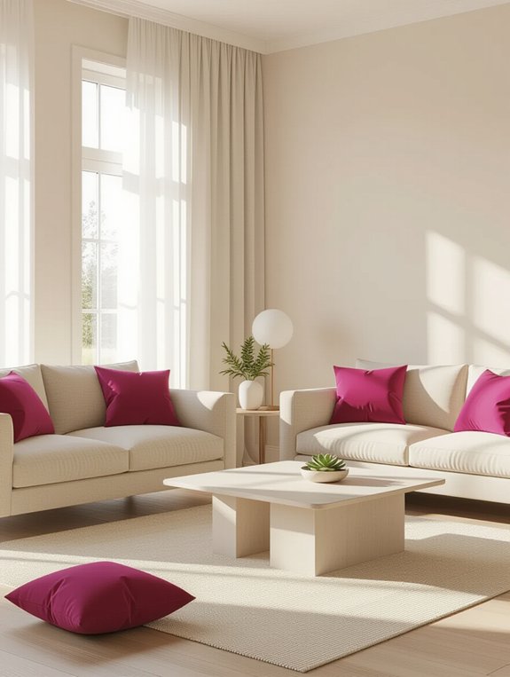 vibrant fuchsia pillow accents